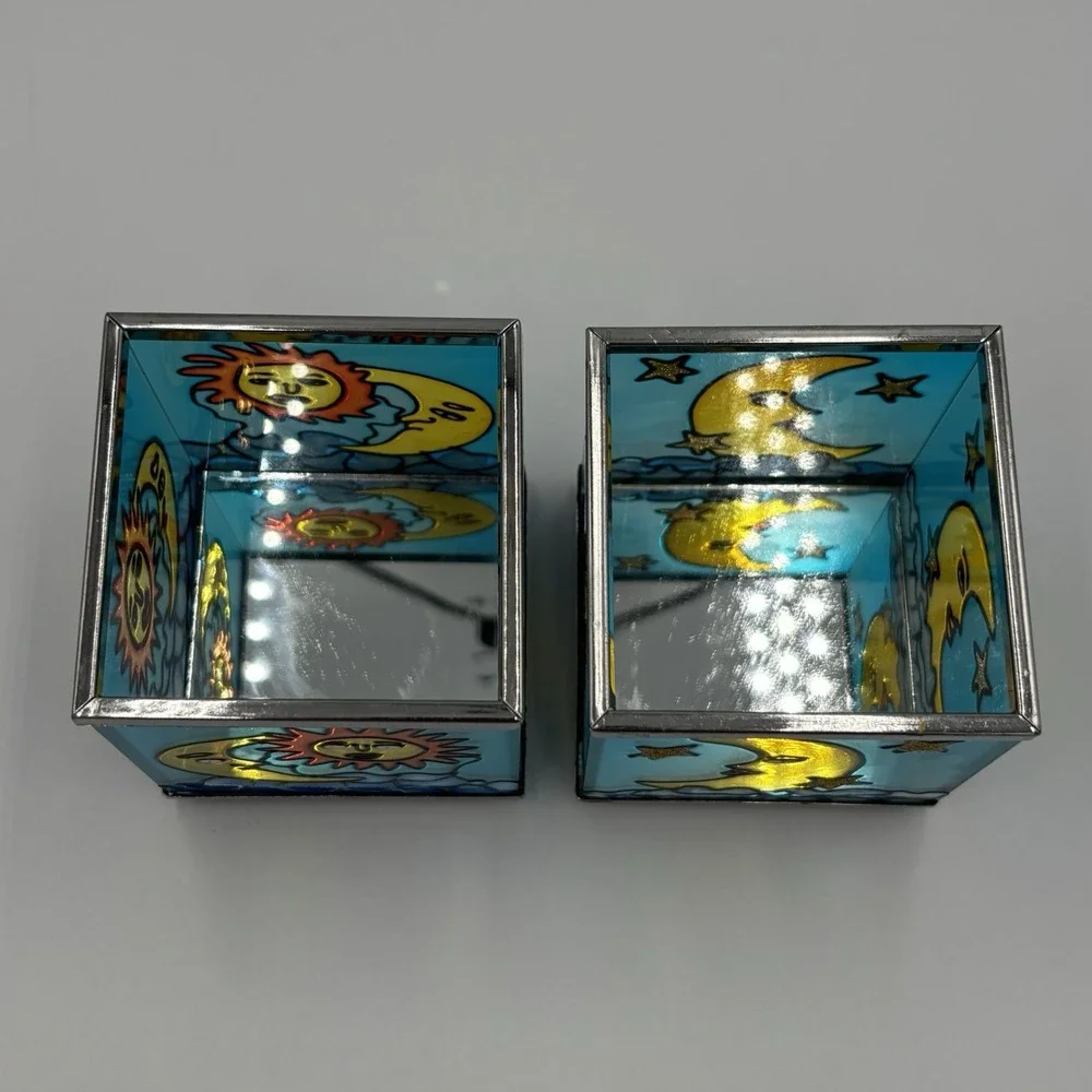 VINTAGE CELESTIAL SUN & MOON VOTIVE BURNERS CANDLE HOLDERS LOT OF 2